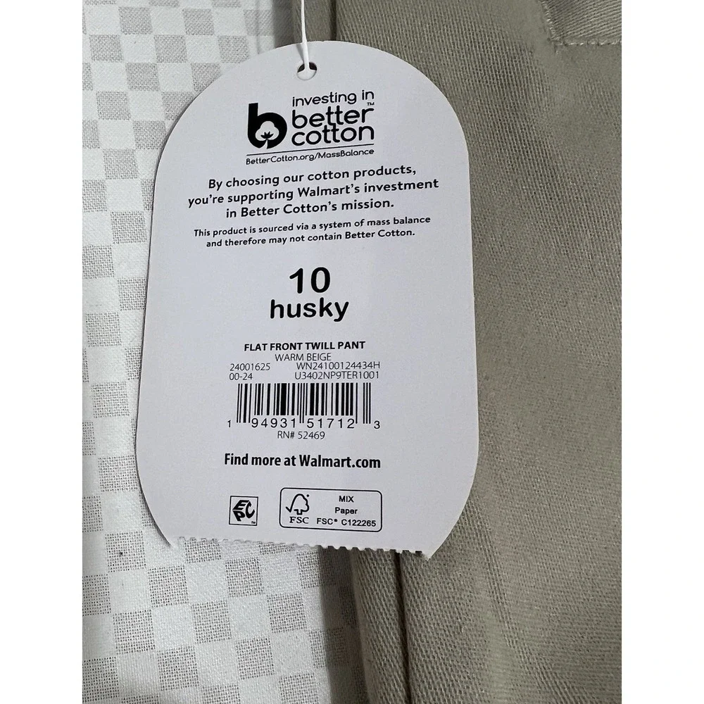 Wonder Nation School Uniform Chino Pants Boys Khaki Stretch Husky Size 10 - Picture 5 of 12